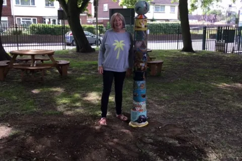 Anita with totem pole