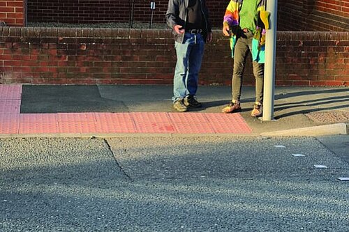 Gary and Frani at the flood-prone Pembury Road Crossing