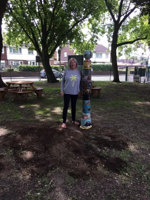 Anita with totem pole